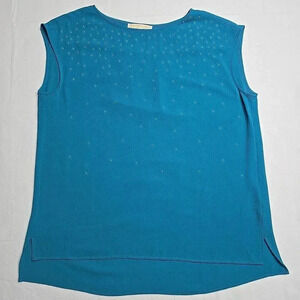 MICHAEL KORS Gorgeous Teal Blouse Studded Embellishments Size Medium  Sleeveless